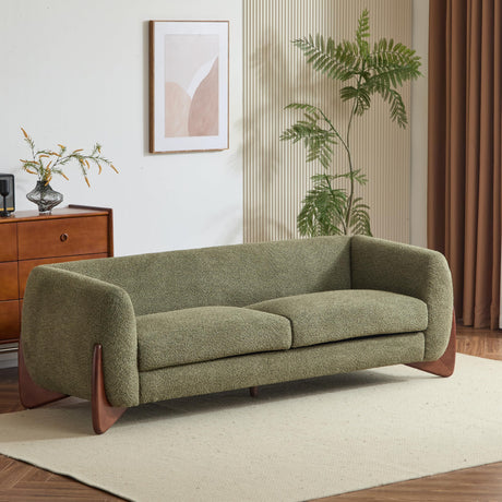 Christopher Knight Home Almab 82 Inches Sofa Couch, Cozy Boucle Upholstered 3-Seater Sofa, Wood Frame Couch, Comfy Couches for Living Room and Office, Modern Soft Plush Sofa, Olive Green Christopher Knight Home