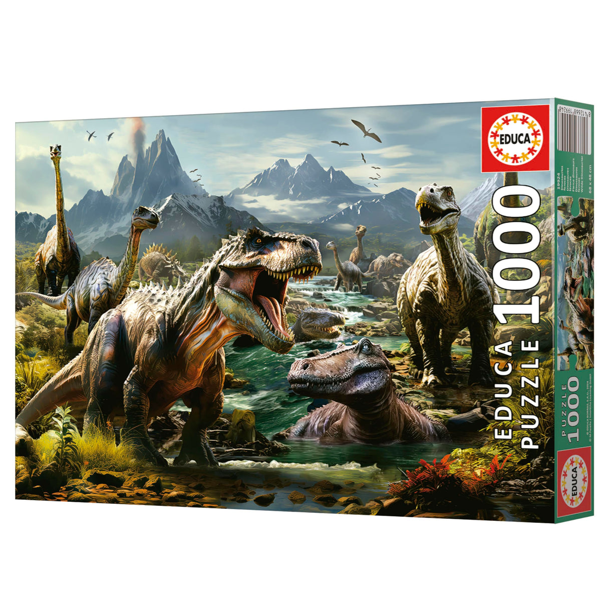 Educa - Fierce Dinosaurs - 1000 Piece Jigsaw Puzzle - Puzzle Glue Included - Completed Image Measures 26.77" x 18.9" - Ages 14+ (19924) Educa
