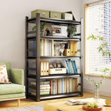 Book Shelf, 78 Tall Bookcase, 5-Tier Large Bookshelves, Metal Shelf for Books, Adjustable Book Shelves for Living Room, Display Shelf for CDs/Books/Movies, 47.24" W*18" D*78" H, Black BEESTMUEBLE