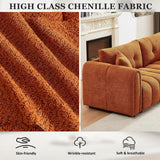 91.5" Modern Boucle Sofa with Deep Seat, 3 Seater Comfy Sherpa Cloud Couch, Oversized Loveseat Mid-Century Modern Tufted Couches for Living Room Apartment Lounge, Orange Elevyoliv