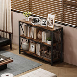 Homeiju Entry Table 40" Width, 3-Tier Entryway Table with Storage, Industrial Sofa Table with Open Shelves, Foyer Tables for Entryway, Hallway, Kitchen, Living Room and Bedroom, Rustic Brown Homeiju