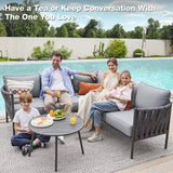 COMLAX FIELD Outdoor Patio Furniture, 6 Pieces Outdoor Sectional L-Shaped Sofa Patio Conversation Sets, Patio Furniture Set with Thick Cushions and Coffee Table for Garden, Poolside, Backyard, Grey COMLAX FIELD
