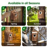 2 Pack Bird Houses for Outside with Metal Predator Guard for Bluebird Wren Swallow Finch, Carbonized Wooden Nesting Boxes for Outdoor, Sturdy Bird House,Easy to Clean UUMENHA
