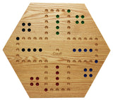 Solid Oak Double Sided Marble Board Game Hand Painted by Cauff (20 inch) Cauff