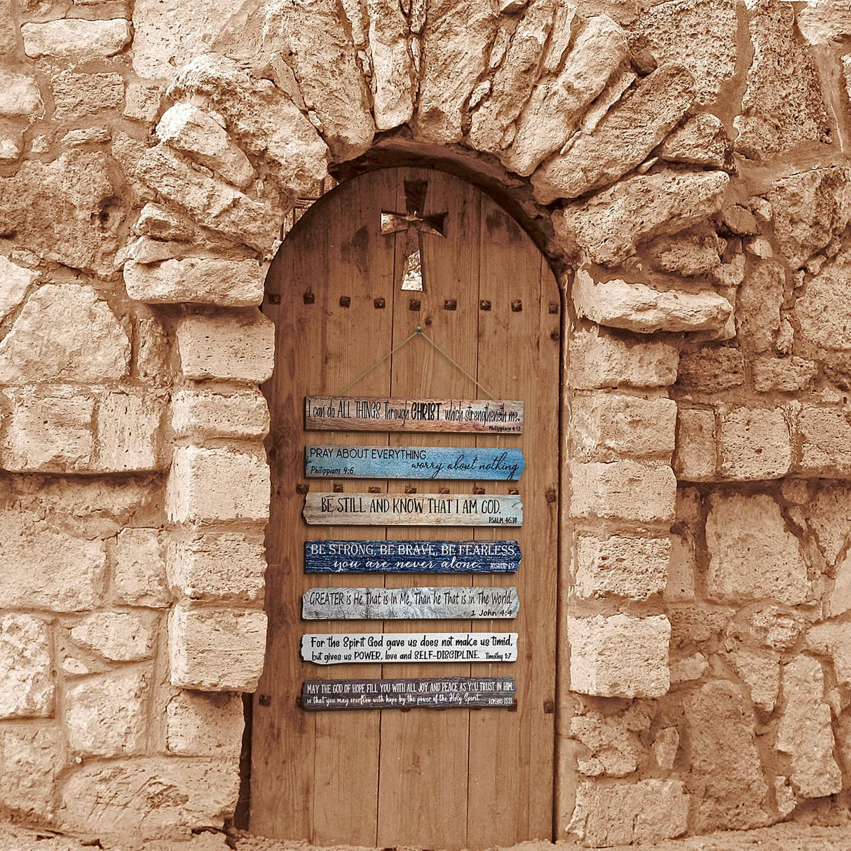 Yookeer Christian Wall Art Office Inspirational Wooden Bible Verses Bedroom Scripture Wall Art Meditation Inspirational Hanging Wood Sign for Kitchen Living Room(Brown,English Style) Yookeer