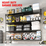 PeacefulHues 73" H Storage Shelves 2640LBS Heavy Duty Shelving Unit with Wheels & Feet, 4-Tiers Garage Shelving for Pantry Garage Kitchen Home Commercial, 73.8" H x 59" W x 23.9" D PeacefulHues