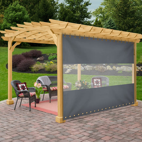 Covers & All Outdoor Clear Panel Curtain, 12 oz Vinyl Outdor Curtains for Patio, Waterproof & Weather Resistant Tarp with Brass Grommets for Pergola, Porch, Gazebos, Balcony (8' H x 15' W Feet, Gray) Covers & All