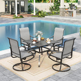 Sophia & William Outdoor Dining Set Patio Dining Set for 4 Outdoor Table and Chairs 5 Pieces with Swivel Patio Chairs 37"x 37" Metal Table for Garden Pool All Weather Grey Sophia & William