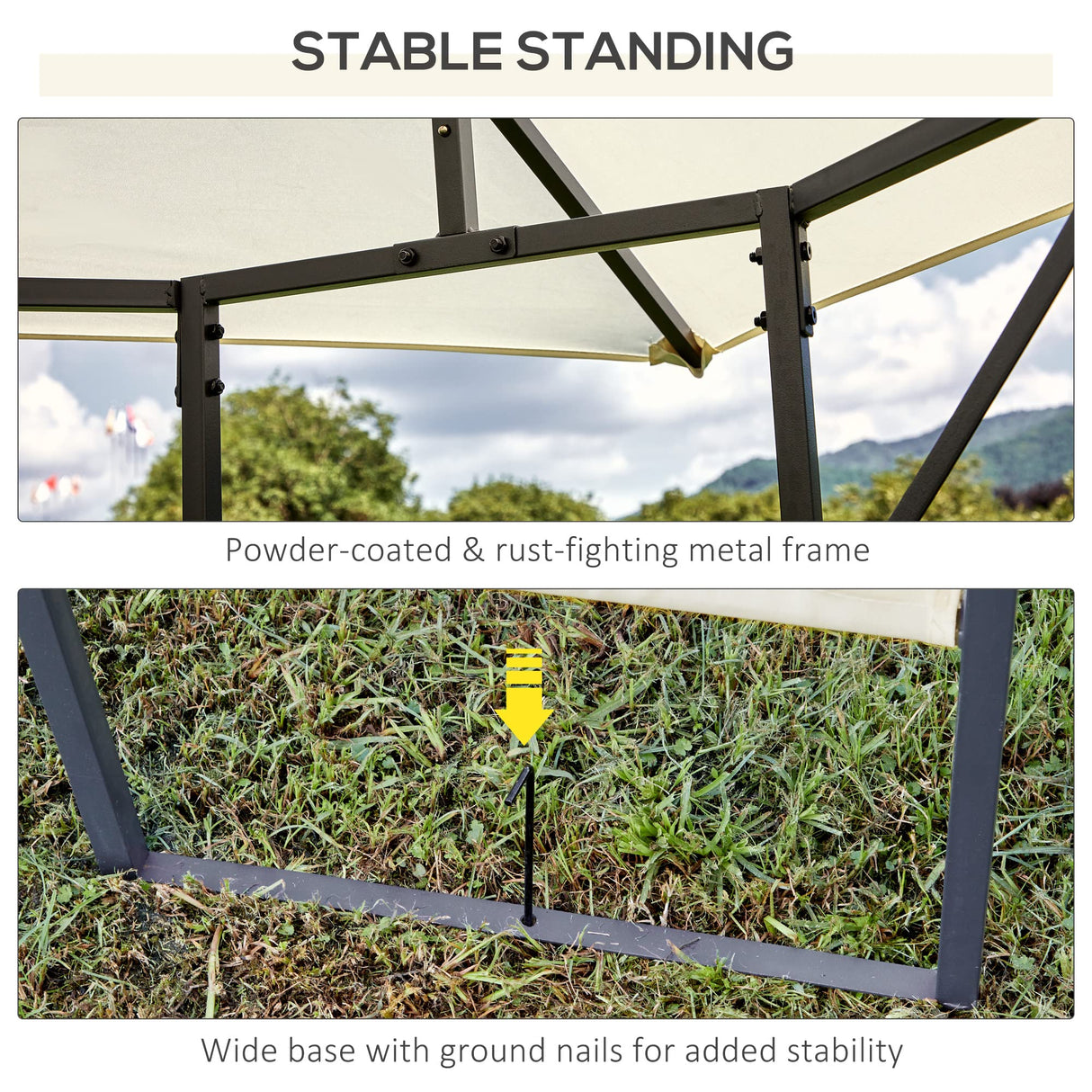 Outsunny 10' x 10' Patio Gazebo, Outdoor Gazebo Modern Canopy Shelter with Vents Roof and Steel Decorative Columns, for Garden, Lawn, Backyard and Deck Outsunny