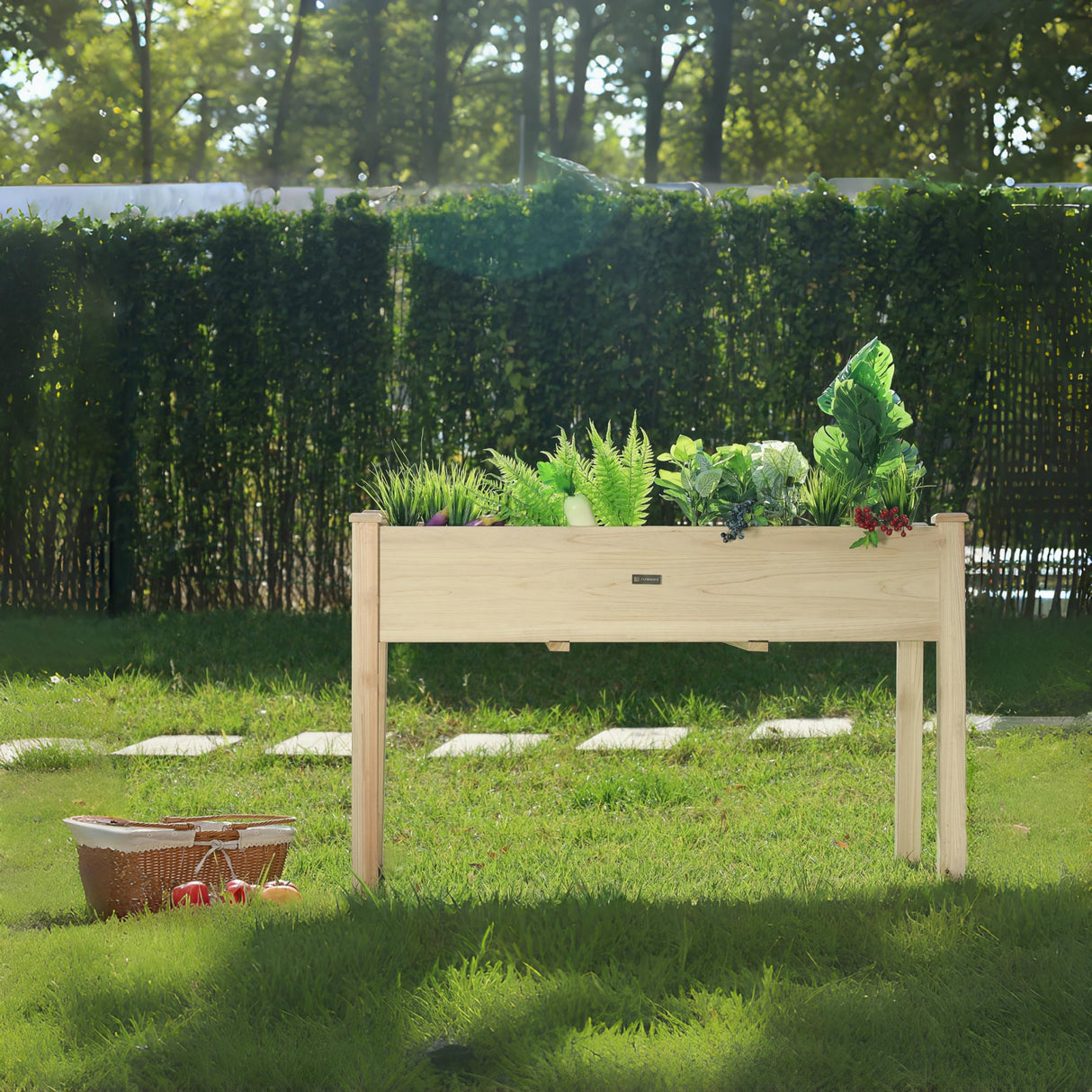 ZSYWODFO 48x24x30in Raised Garden Bed,Wooden Raised Garden Beds Outdoor,Elevated Wooden Planter Box with Legs for Backyard/Patio/Gardener,210lb Capacity-Natural ZSYWODFO