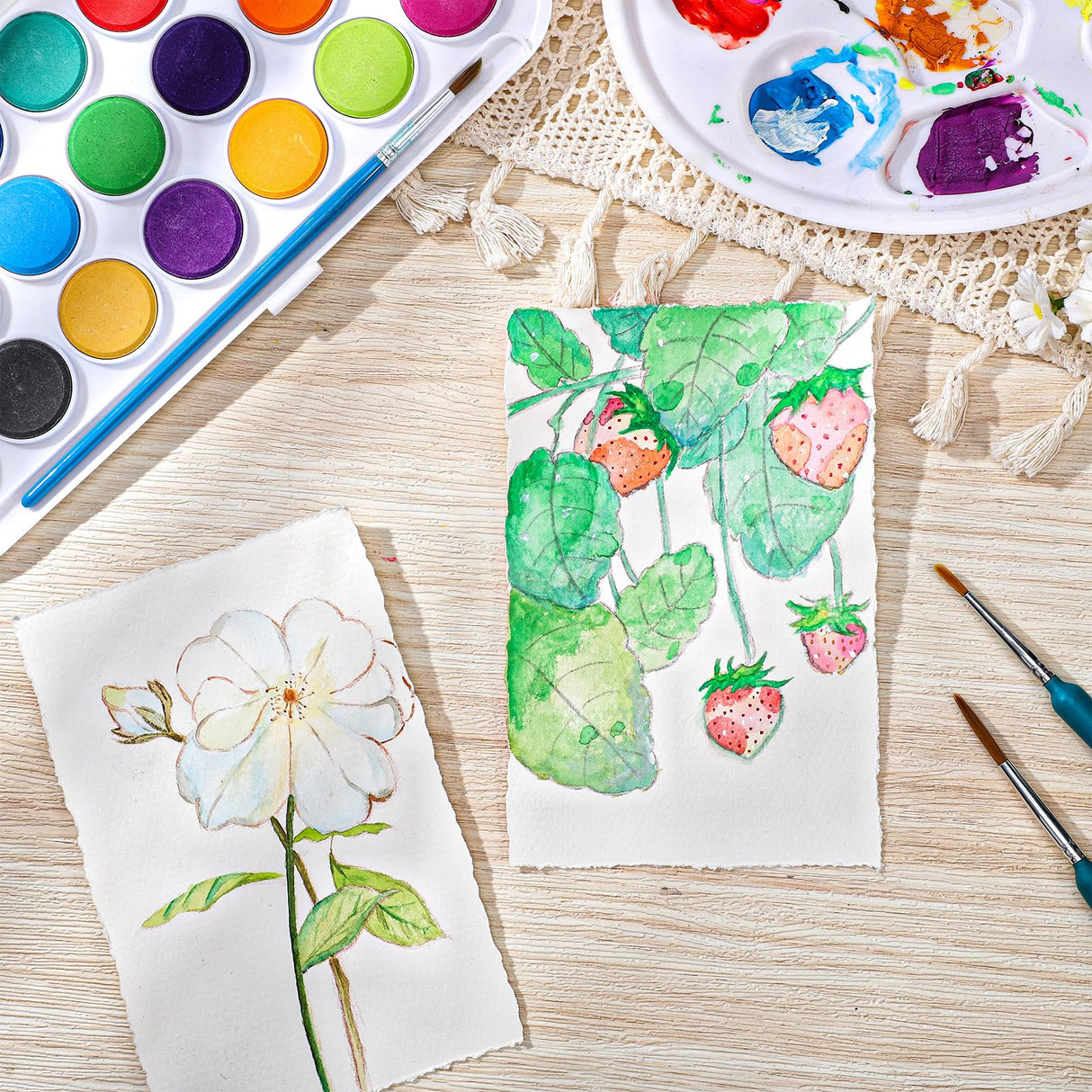 50 Sheets Deckled Edge Paper 4 x 6inch, 160 GSM Handmade Paper Rough/Textured Watercolor Paper for Wedding Invitations, Cards, Crafts Prudiut