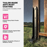 IRONBARBIE Thickened Fence Post Repair Stakes Kit, Steel Fence Post Anchor, Repair Leaning 4x4/6x6 Wooden Fence Post Support (Thicker 11-Gauge, 2 Pack/Black) ironbarbie