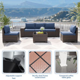 Kurapika 9 Pieces Patio Furniture Set, Rattan Wicker Sofa Set, Outdoor Conversation Sets w/Swivel Rocking Chairs Patio Sectional Sofa w/4 Inch Cushion, Navy Blue Kurapika