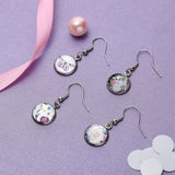 30 Pieces Sublimation Blanks Earrings for Valentine's Day Earrings Wire Hooks Blanks 12 mm Cabochon Settings Bezel Trays with Glass Domes Heat Transfer Aluminum Sheet for Valentine's Day Hicarer