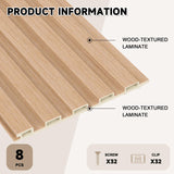POHARE Slat Wall Paneling,8-Pack 3D WPC Wood Wall Panels,Acoustic Wall Panels for Interior Wall Decor,Living Room,Bedroom,Oak,95 x 6 in POHARE