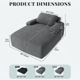 YITAHOME 48-Inch Chaise Lounge Chair Indoor, Oversized Corduroy Upholstered Boneless Sofa Bed, Deep-Seat Sleeper Couch, Reading Chair, Cloud Sofa Couch for Living Room, No Assembly Required, Grey YITAHOME