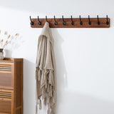 SKOLOO Farmhouse Style Wall Mounted Coat Rack, 38.6'' Pine Solid Wood Coat Hook Hanger - 10 Hooks for Hanging Clothes Robes Towels Coats SKOLOO