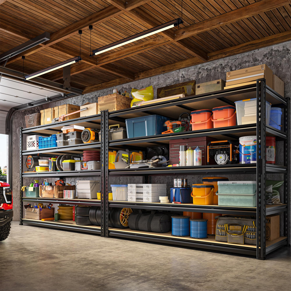 DurayLoly 59.8"W Garage Shelving 72"H Storage Shelves 2750LBS Metal Shelving Heavy Duty Garage Shelves Adjustable 5 Tier Metal Shelf for Basement Warehouse Pantry Supermarket 59.8"W x 24"D x 72"H DurayLoly