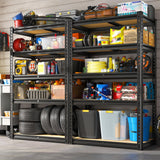 REIBII Storage Shelves 2020LBS Garage Shelving Heavy Duty 5 Tier Metal Shelving Units for Storage Adjustable Utility Shelf Rack for Kitchen Warehouse Basement 28" W x 12" D x 59.8" H, Black REIBII