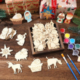 Cinnvoice 60 Pcs Wood Christmas Crafts for Adults DIY Paint Xmas Ornaments Blank Unfinished Wooden Cutouts Shapes Slices Hanging Embellishment for Christmas Tree Holiday Party Decor(Jesus Nativity) Cinnvoice
