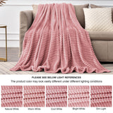 BEDELITE Fleece Throw Blanket for Couch – 3D Ribbed Jacquard Soft and Warm Decorative Fuzzy Blanket – Cozy, Fluffy, Plush Lightweight Pink Throw Blankets for Bed, Sofa, 50x60 inches BEDELITE