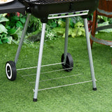 Outsunny Portable Charcoal Grill with Foldable Side Shelf and Bottom Shelf, BBQ Smoker with Wheels and Adjustable Vents on Lid for Picnic Camping Backyard Cooking, Black Outsunny