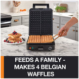 KRUPS 4-Slice Belgian Waffle Maker: Stainless Steel, 5 Browning Levels, Audible Ready Beep, Removable Plates, 1200W, Silver/Black - Perfect for Family Breakfasts KRUPS
