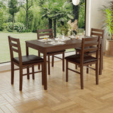 Orweiin 5-Piece Solid Wood Indoor Modern Rectangular Dining Table Set for 4,Table and 4 Chairs Set with PU Leather Cushion for Kitchen,Bar,Living Room,Breakfast Nook,Brown Orweiin