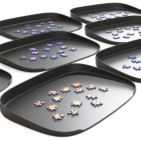 Puzzlup Stackable Puzzle Trays with Box Display Design - Set of 6 Unique Puzzle Sorting Trays - Up to 1500 Pieces - Premium Jigsaw Puzzle Accessory Puzzlup