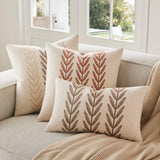 YZJZEDS 100% Cotton Farmhouse Leaves Throw Pillow Covers Set of 2, 18x18 Inch Mixed Beige Pastoral Decorative Print Cushion Covers for Sofa Bed Living Room Home Decor YZJZEDS