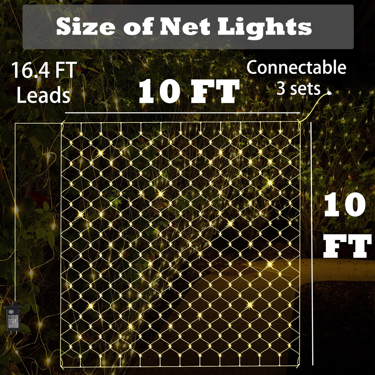 Eueasy LED Net Lights, 270 LED 10x10FT with Timer & 8 Lighting Modes, Outdoor Net Lights for Gazebo, Bush, Wedding, Holiday Eueasy