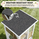 LEMBERI Cat House Outdoor Catio Cat Enclosures on Wheels, 71" Large Outside Patio Wooden Cat Cage Resting Box,Scratching Post, Waterproof Roof (White, 71") LEMBERI