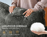 Bedeep Oversized Modular Home Theater Sofa Bed Cloud Couch Sectional, Plush Sleeper Sofa with Versatile Console, Convertible Side Table Charging Storage Cup Holder, Hardware Connected, Chenille, Grey Bedeep