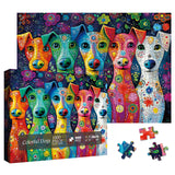 Colorful Dog Painting Jigsaw Puzzle 1000 Piece for Adult, Art Puppy Beautiful Flower Jigsaw Puzzles, Funny Animal Aesthetic Puzzle Larkipuzz