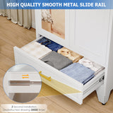 GAIOUS Steel Armoire Wardrobe Closet with Mirror Doors, 71" Household Wardrobe Cabinet with Hanging Rod and Drawer, Metal Clothing Storage Cabinet with Adjustable Shelf for Bedroom, Cloak, Gym(White) GAIOUS