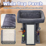 TWDEPART Cat Tree Tower with Cat Scratching Post for Indoor Cats, Activity Centre Climbing Tree with Scratching Board and Playful Toy Balls, Grey TWDEPART