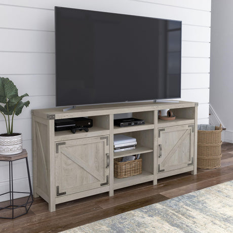 Bush Furniture Knoxville Farmhouse Stand for 75 Inch TV, Living Room Media Console with Storage, 65W, White Bush Business Furniture