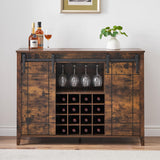 coucheta Wine Bar Cabinet,47" Farmhouse Coffee Bar Cabinet with Sliding Barn Door, Buffet Sideboard Cabinet with 16 Bottle Wine Rack for Dining, Living Room Dining Kitchen, Rustic Brown coucheta