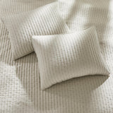 WDCOZY Beige Cross Stitch Queen Size Quilt Set, Netural Striped Lightweight Soft Bedspread, Channel Farmhouse Rustic Coverlet, All Season Country Bedding, Thin Comforter WDCOZY