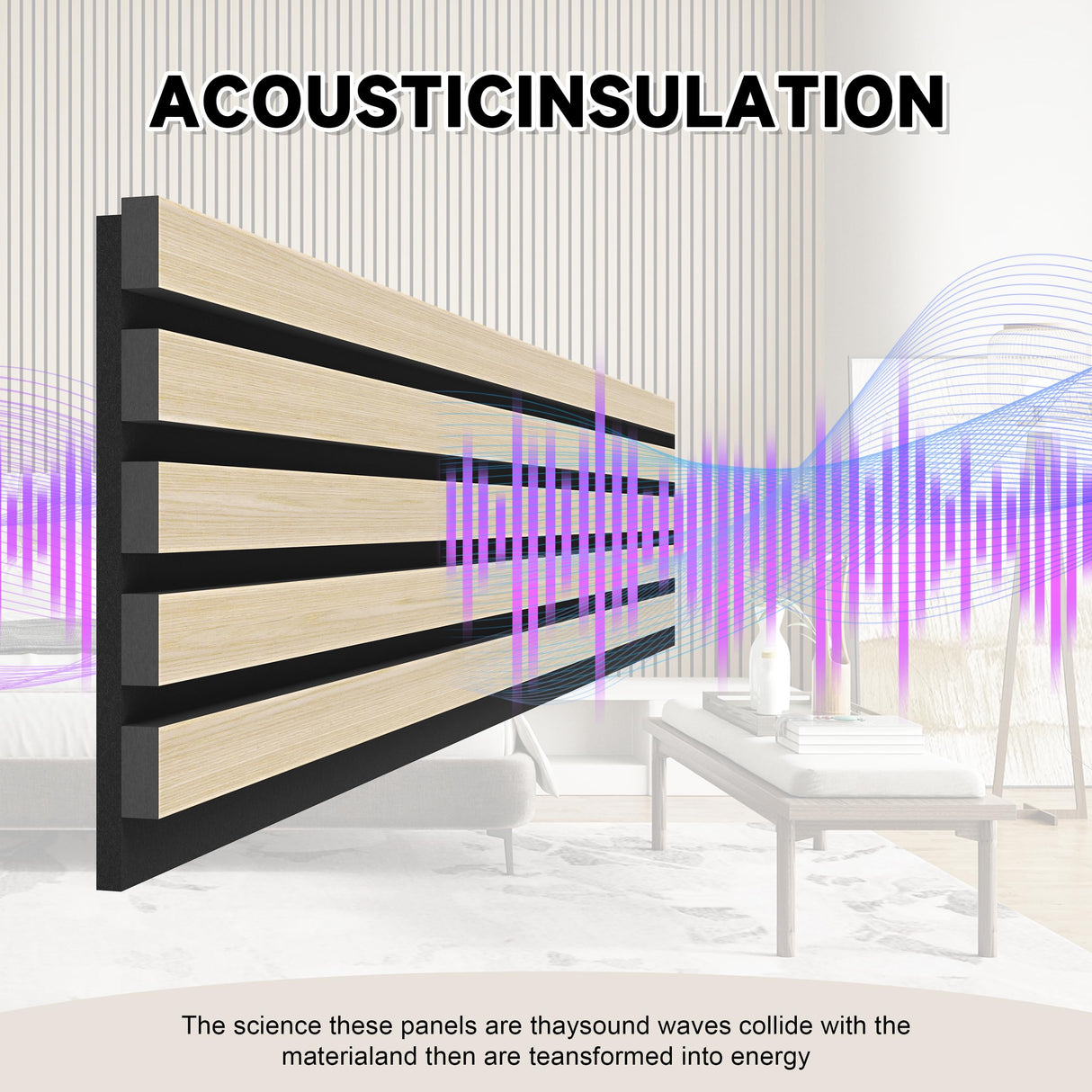 POHARE 4 Pack Wood Slat Wall Wood Paneling,95 x 8 in Soundpoof Wooden Engineered Wood Slat Wall Panels,Stylish Acoustic Wall Panels for Interior Wall Decor with Felt Backing,Natural POHARE
