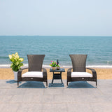SAFAVIEH Outdoor Collection Edna Black/White Cushion 3-Piece Lounge Set with Table (PAT7719A) SAFAVIEH