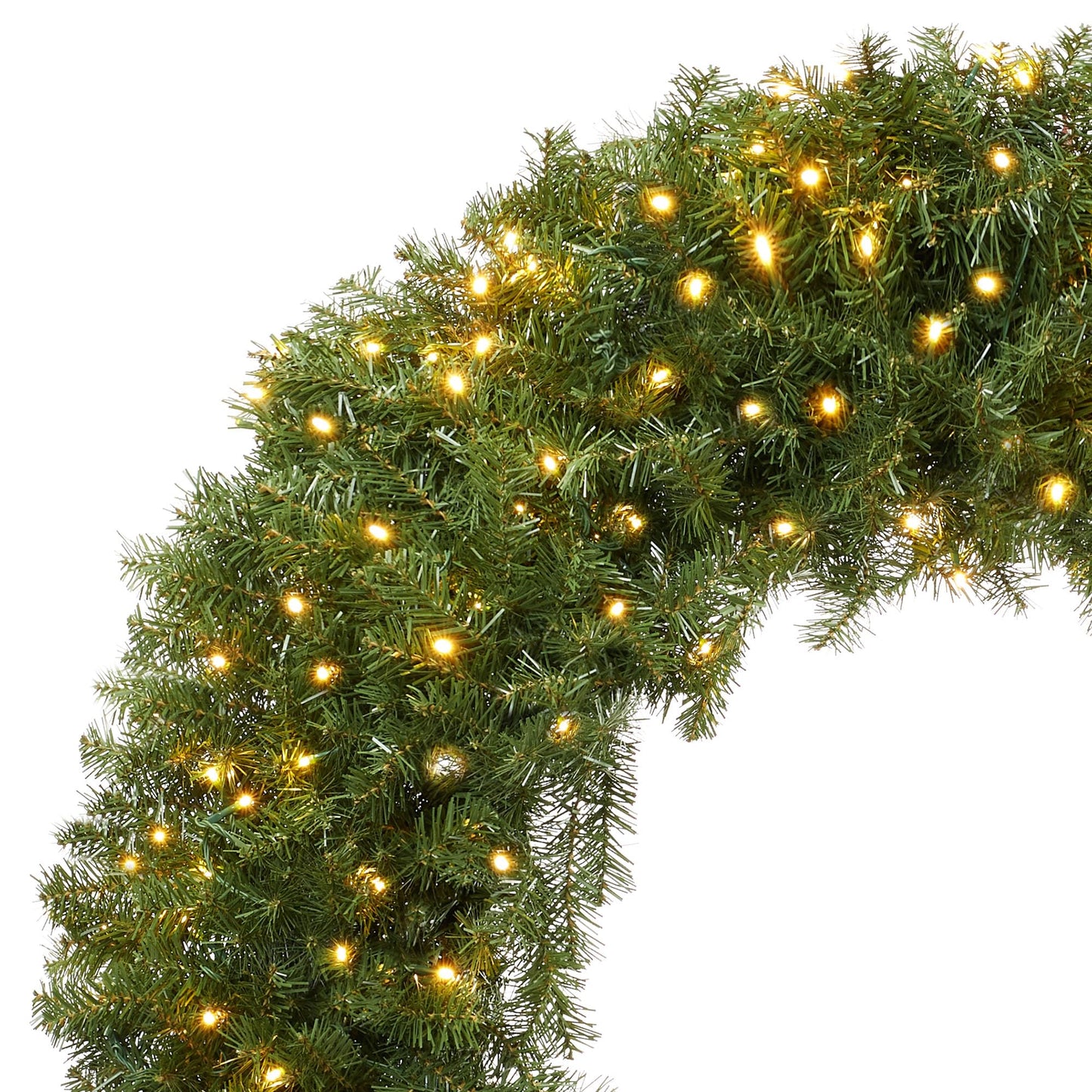 Casafield Pre-Lit Artificial Christmas Wreath for Front Door, Window or Mantel, Green Fir with White Lights Indoor/Outdoor Holiday Decor, 60 Inches