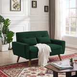 Jarenie 48" Loveseat Sofa, 2 Seater Love Seat Mid Century Modern Small Couches for Living Room Bedroom Apartment, 2 Throw Pillows and Wooden Legs, Green Jarenie