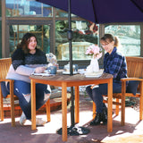 Sunnydaze Meranti Wood Round Outdoor Dining Table with Umbrella Hole - Teak Oil Finish - 42-Inch Sunnydaze