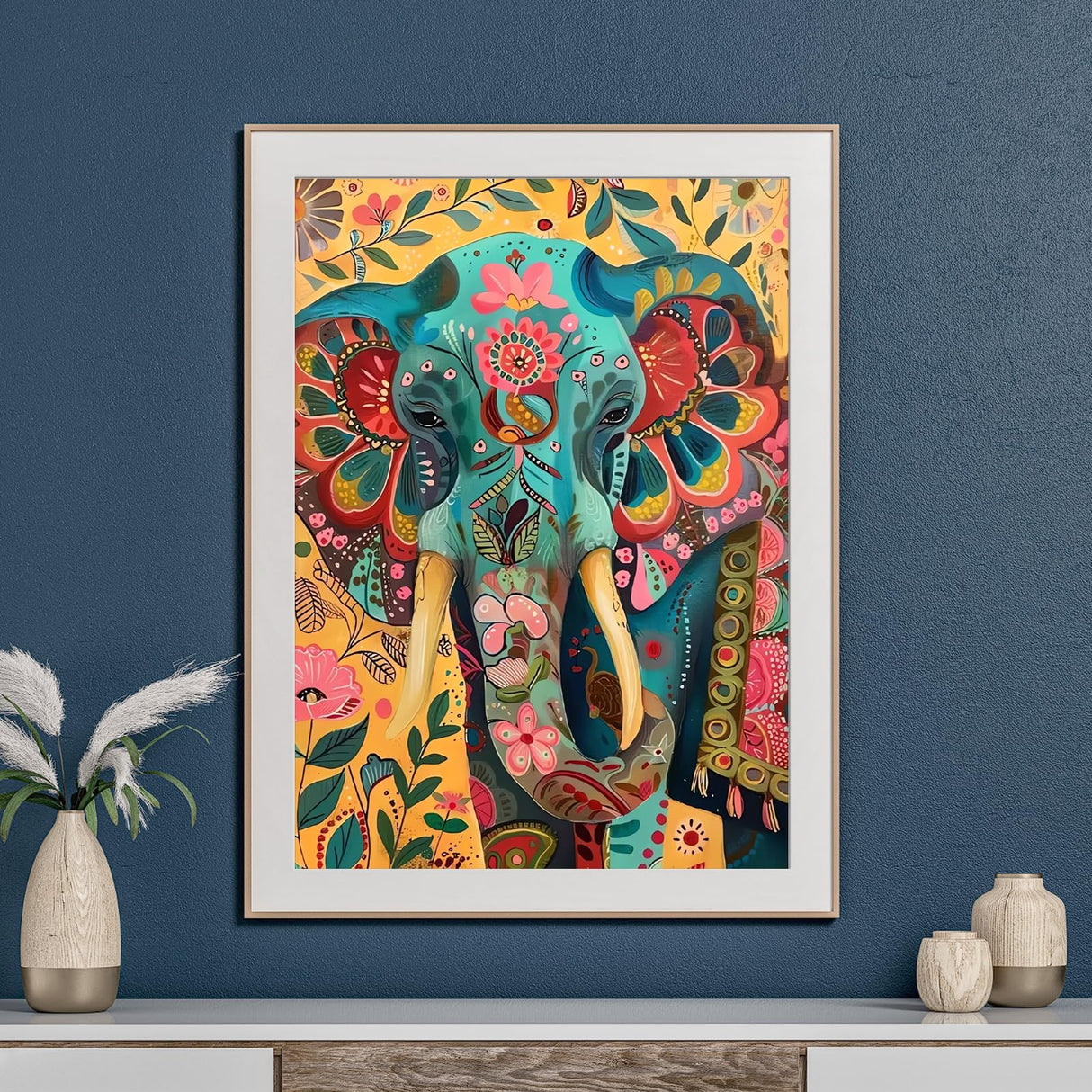 Elephant Diamond Art Kits for Adults, Animals Diamond Painting for Beginners, Flower Diamond Dot, Small Dimond Art Paintings Kit, Full Drill Gem Painting, Crafts for Adults, Home Wall Decor 12x16inch Rekxtmo