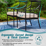 PHI VILLA 7 Pieces Outdoor Dining Set for 6, 65” Wood-Like Metal Rectangle Dining Table & Swivel Chairs with Cushions, Large Modern Dining Furniture Set for Patio, Deck, Porch, Backyard PHI VILLA