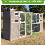 PetsCosset Large Outdoor Catio Cat Enclosures with Hidden Room,4 Story Cat House for Outsider Indoor Cats,Wooden Kitten Cage with Weatherproof Roof,3 Resting Rooms,7 Platforms,2 Open Doors - 77" H PetsCosset