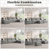 Furmax Modern Convertible Sofa L Shaped Couch, Fabric 4 Seat Sofa Set with Ottoman, Modular Sectional Sofa Couch, Sectional Couches for Living Room, Apartment (Light Grey) Furmax
