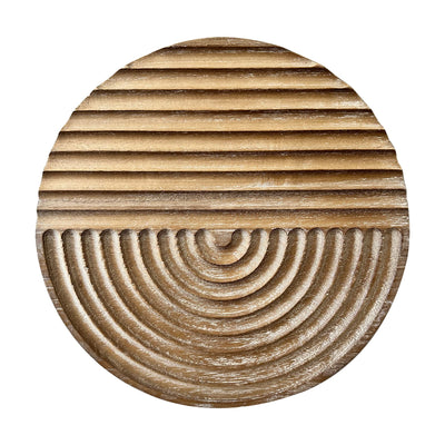 Musanpou Hand-carved Wood Wall Decor featuring Artistic Round Design for Farmhouse and Country-style Interiors | Wall Art Decoration | 11.8 inches x 11.8 inches (Natural)