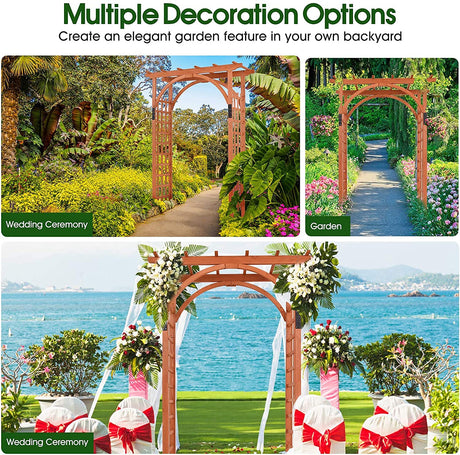 Nightcore, Wooden Garden Trellis Pergola 85 inch Arbor, Wedding Arches for Ceremony, Wood Color GLACER